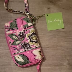 Vera Bradley Pink and Green Patterned Wristlet